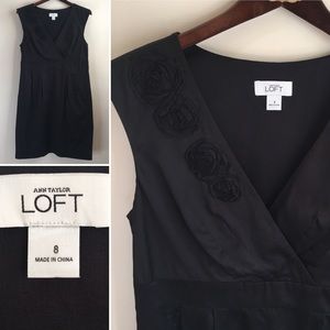 Ann Taylor LOFT 100%Cotton w/Lining Black Dress 8